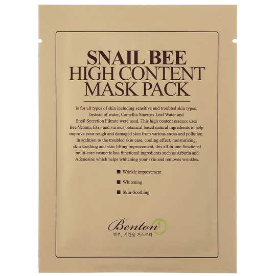Snail Bee High Content Mask Pack, Benton Ansiktsmaske