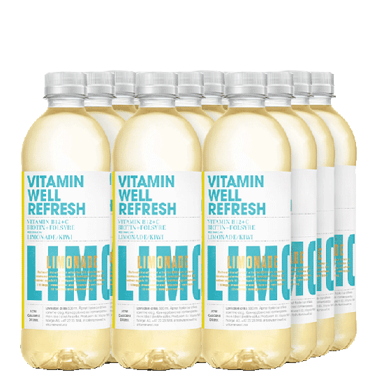 12 x Vitamin Well, 500ml, Refresh, kort datum