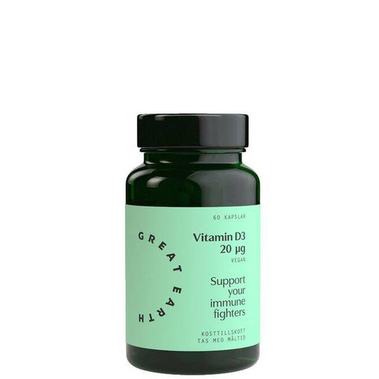 Great Earth D-Vitamin vegan 20 mcg, 60 kapslar